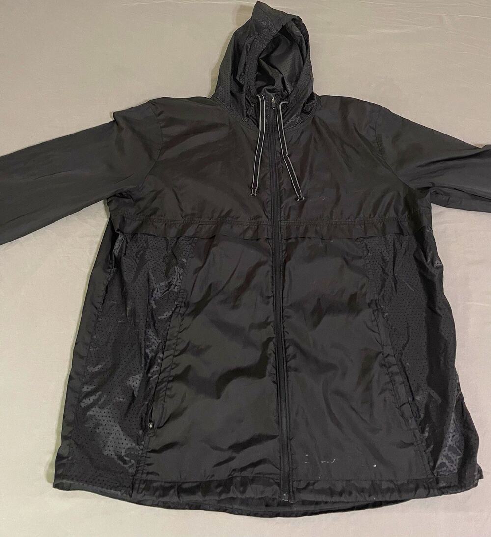 Under Armour HeatGear Windbreaker XL Black Hooded Full Zip Jacket Mens